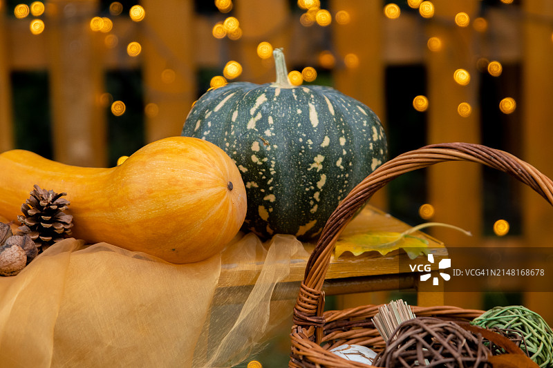 桌子上南瓜的特写图片素材