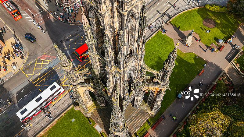 爱丁堡斯科特纪念碑航拍图片素材