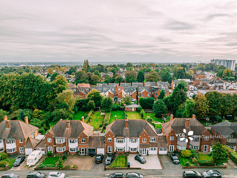 英国伯明翰怀尔德格林住宅区鸟瞰图图片素材