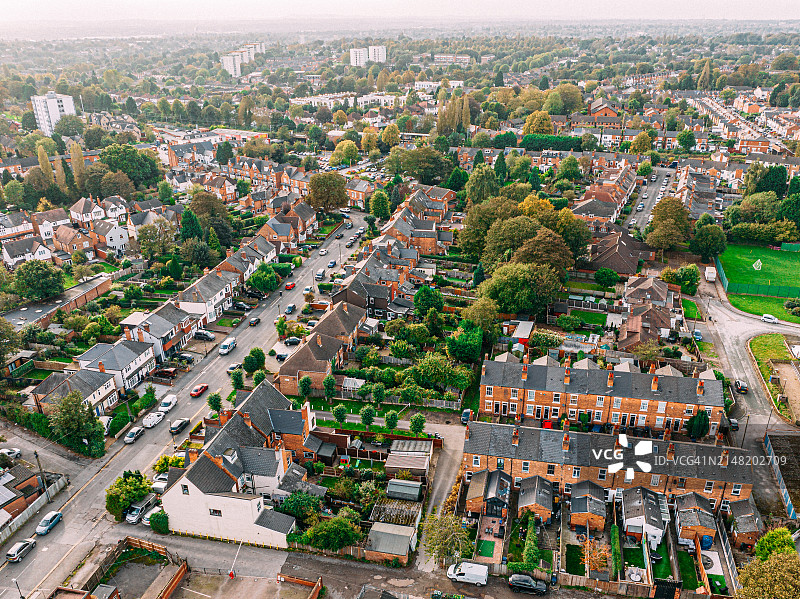 英国伯明翰怀尔德格林住宅区鸟瞰图图片素材