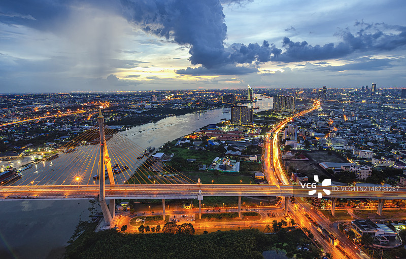 泰国曼谷蒲美蓬大桥（工业环路桥）图片素材