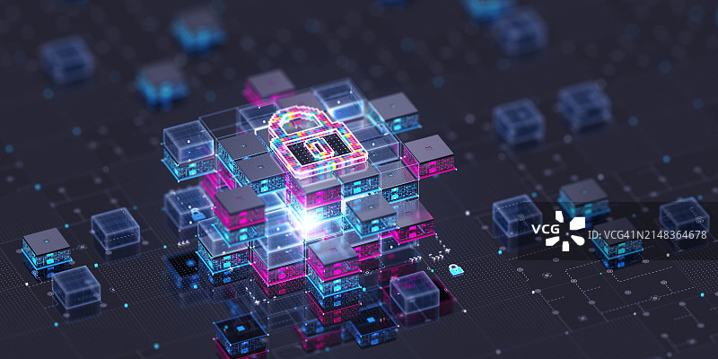 锁，受保护的大数据，技术概念图片素材