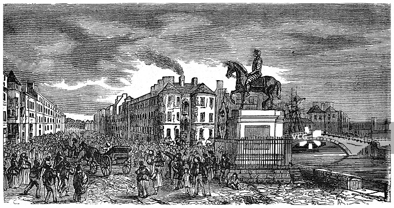 科克古版画插图：爱尔兰共和国第二大城市，爱尔兰岛第三大城市，科克郡首府和芒斯特省最大的城市图片素材