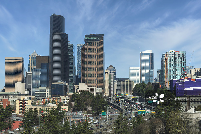 美国华盛顿州西雅图城市建筑群景观图片素材