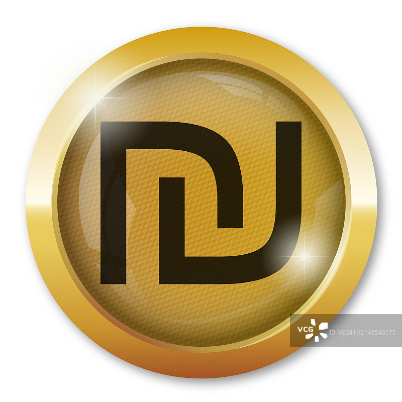 带有谢克尔货币符号的金币或奖章图片素材