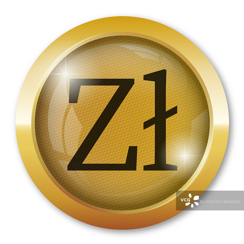 兹罗提货币图标金币或奖章图片素材