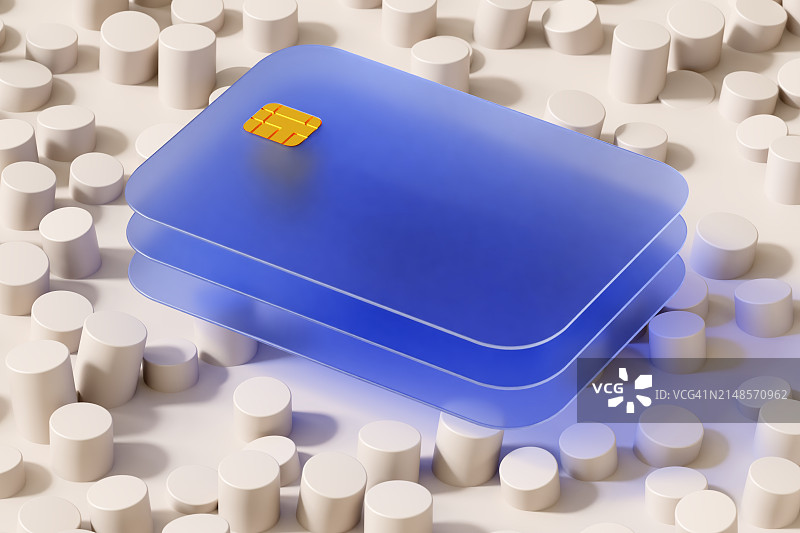 蓝色信用卡CGI抽象数字图像图片素材