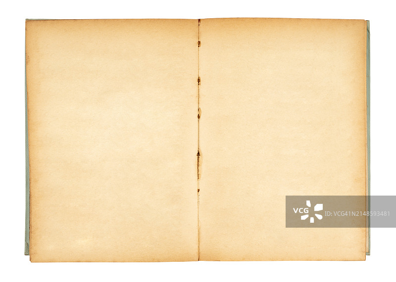 白色背景上旧笔记本中的空白页图片素材