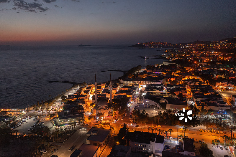 博德鲁姆图尔古特雷斯夜景航拍图片素材