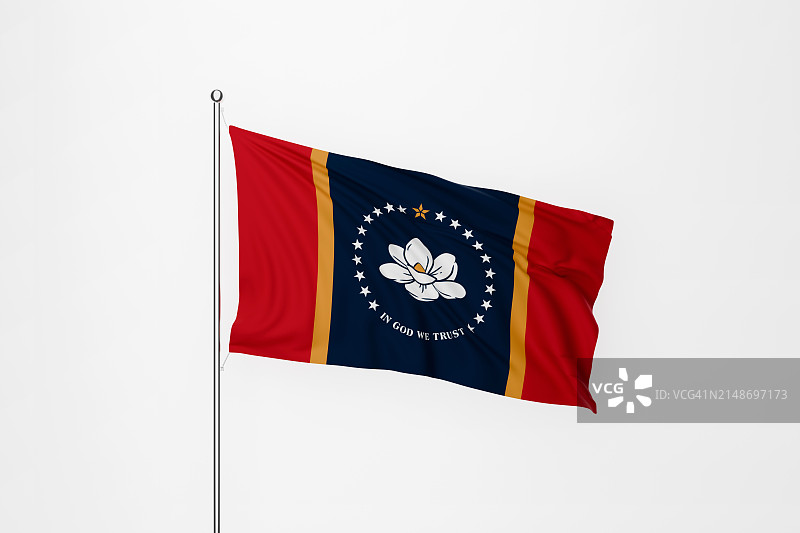 白色背景上的密西西比州旗图片素材