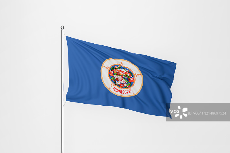 白色背景上的明尼苏达州旗图片素材