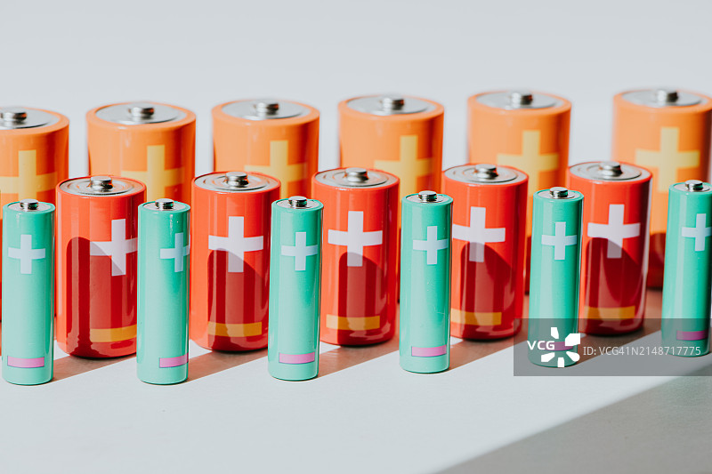各种尺寸电池的概念图图片素材
