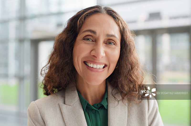 职场女性的自信肖像：微笑、事业、公司律师，展现企业家的风采。自信、快乐的审计员员工形象图片素材