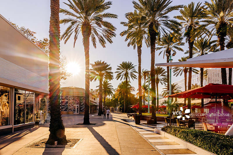 美国佛罗里达州迈阿密海滩林肯路购物街图片素材