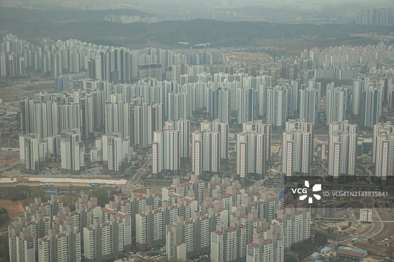 从飞机上俯瞰韩国京畿道的住宅区图片素材