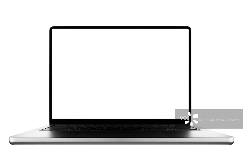 白色背景上孤立的白色屏幕笔记本电脑模型图片素材