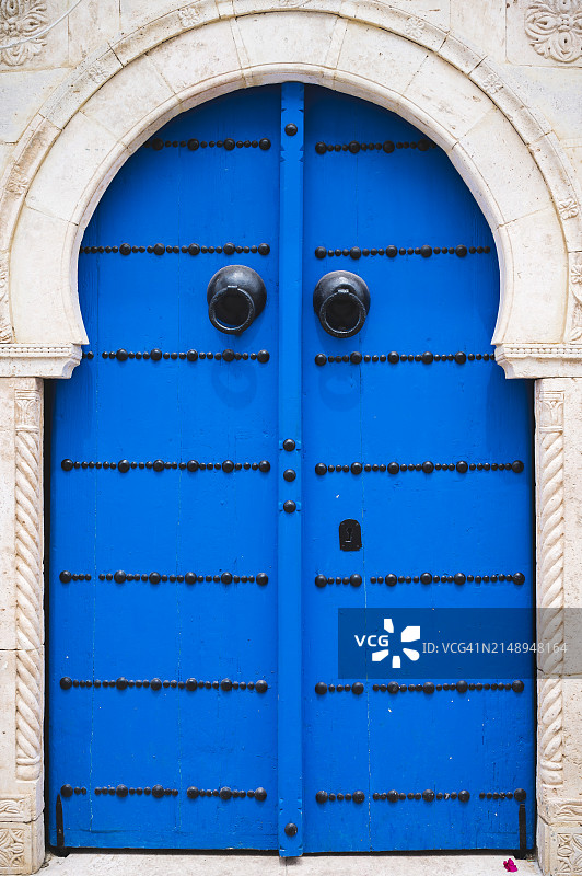 突尼斯西迪布赛义德的蓝色大门图片素材