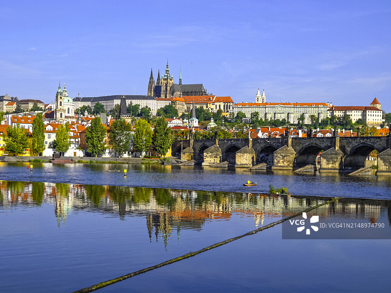 布拉格查理四世桥和城堡，捷克图片素材