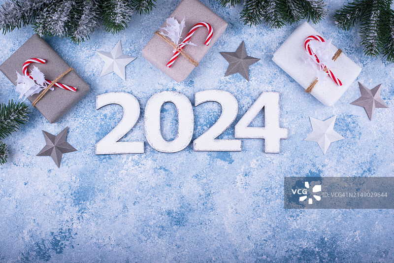 含有2024数字的新年构图图片素材