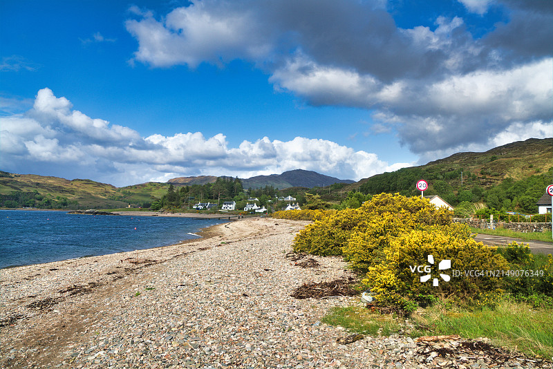 希尔桥附近的格雷尔村庄，苏格兰西部高地，英国图片素材