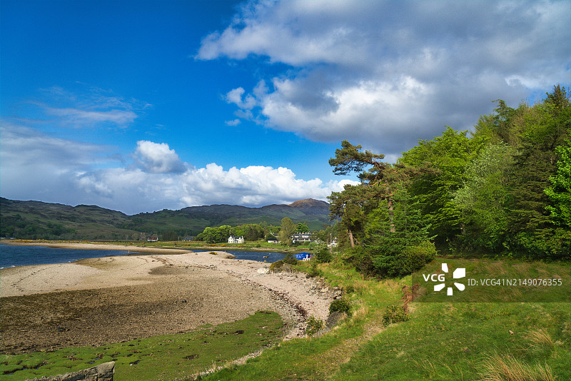 希尔桥附近的格雷尔村庄，苏格兰西部高地，英国图片素材