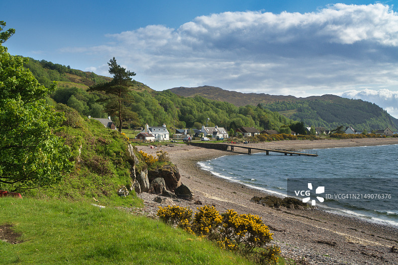 希尔桥附近的格雷尔村庄，苏格兰西部高地，英国图片素材