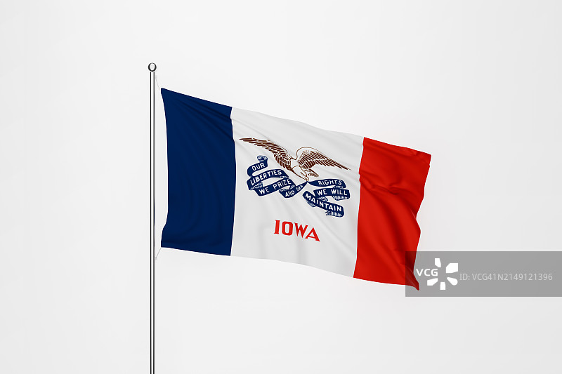 白色背景下的爱荷华州州旗图片素材