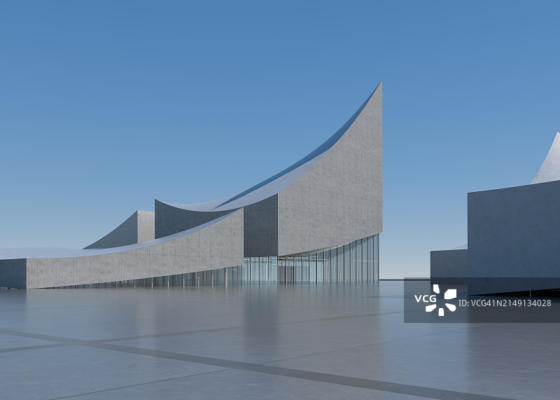 空旷的广场前的现代建筑图片素材