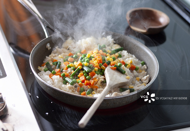 美国烹饪锅中的食物特写图片素材