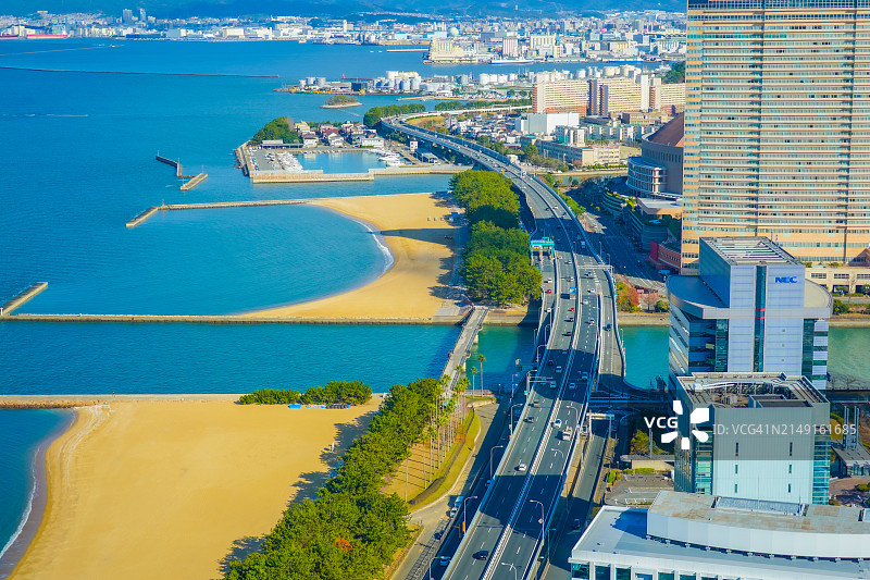 城市海景高角度视图图片素材