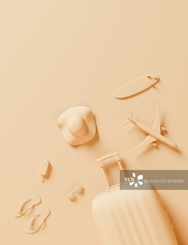 平铺的旅行用品图片素材