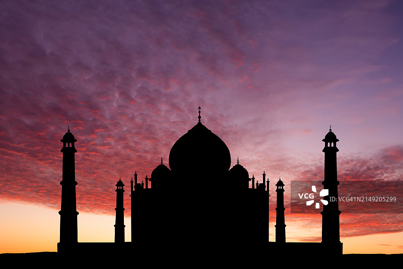 印度阿格拉美丽的泰姬陵日落图片素材