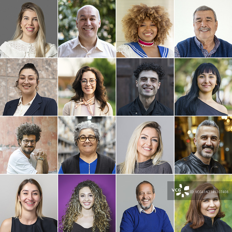 不同人群的微笑头像照片图片素材