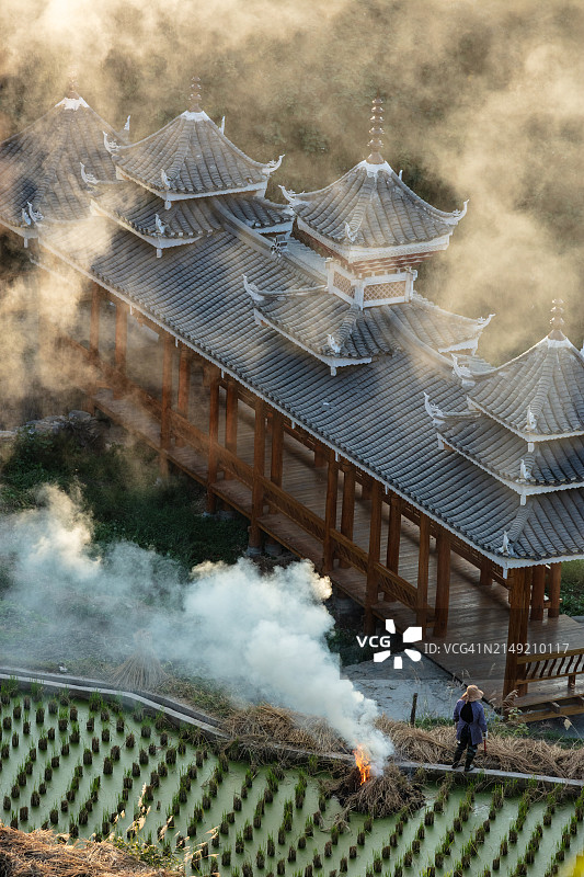 中国贵州塘安侗寨梯田图片素材