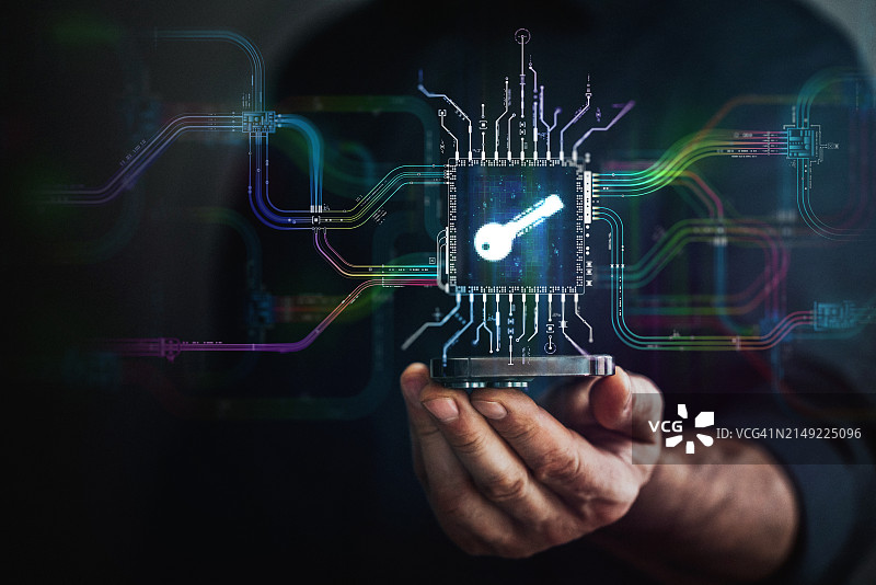 数字密钥认证概念：数字安全和数据安全演变背景图片素材