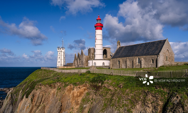 圣马修角灯塔，布列塔尼，菲尼斯泰尔省，法国，欧洲图片素材
