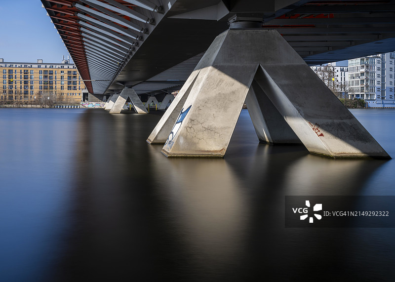 长曝光：德国柏林-施潘道水城桥的哈弗尔河图片素材