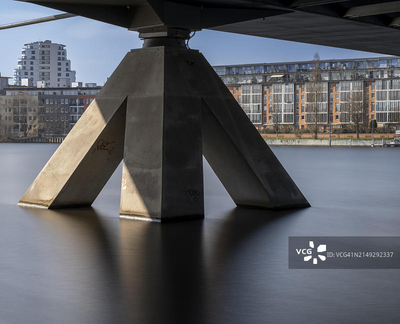 长曝光：德国柏林-施潘道水城桥的哈弗尔河图片素材