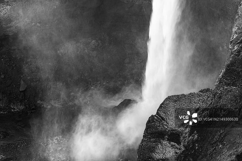 冰岛南区哈夫罗斯瀑布黑白照片图片素材