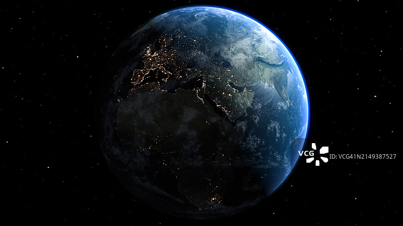 从太空看地球：欧洲夜间城市灯光图片素材