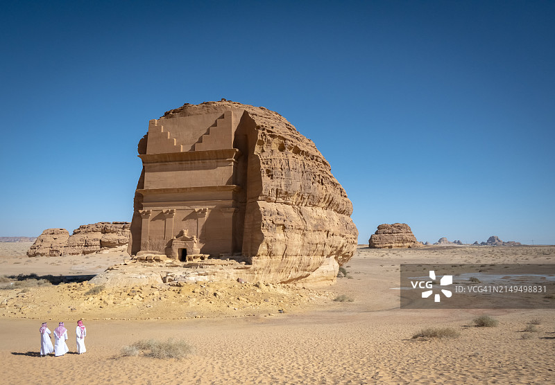 沙特阿拉伯西北部利赫岩陵墓图片素材