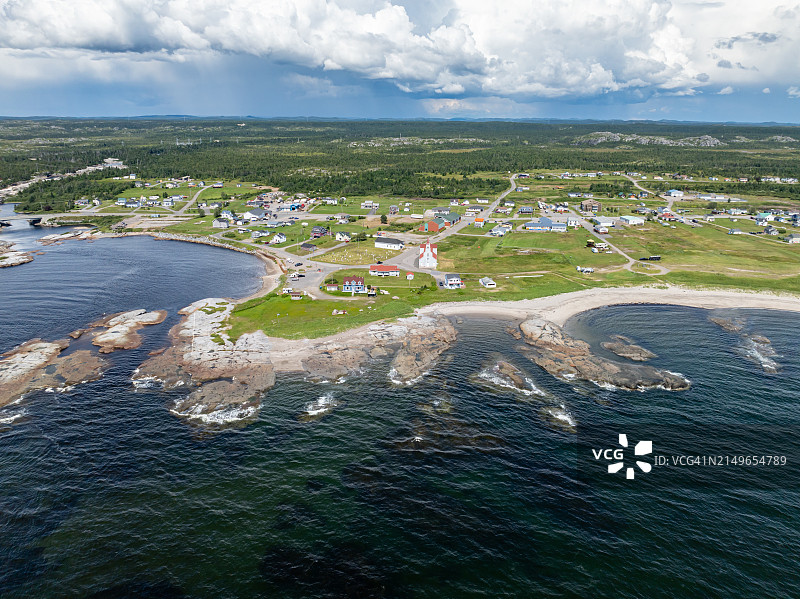 加拿大魁北克省雷鸣河镇夏季鸟瞰图图片素材