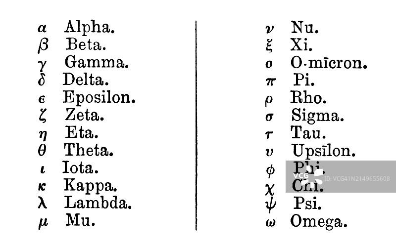希腊字母复古雕刻插图图片素材