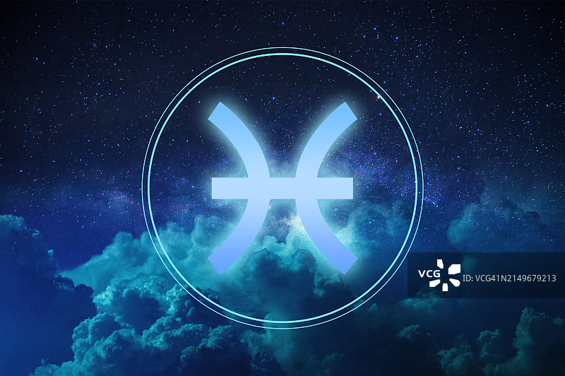 彩色背景上的双鱼座符号图片素材