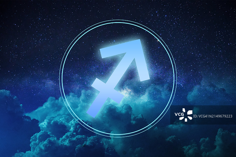 彩色背景光上的射手座符号图片素材