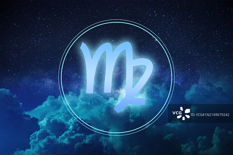 彩色背景光上的处女座符号图片素材
