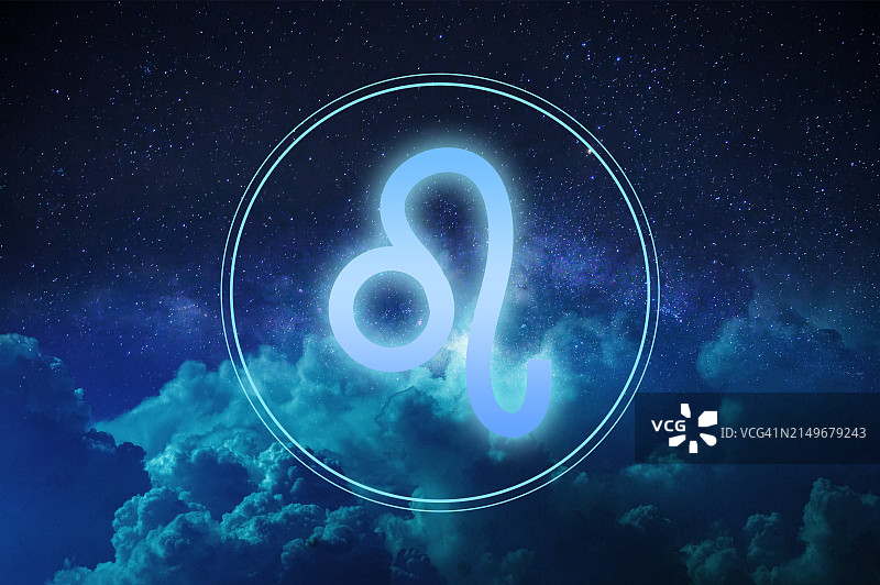 彩色背景光上的狮子座符号图片素材