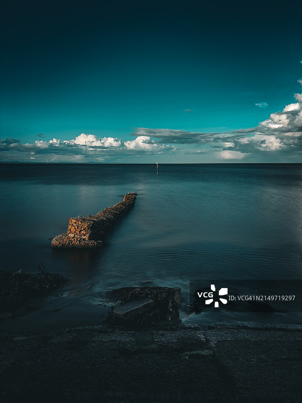 夜幕下的海景，马瑟尔堡，英国图片素材