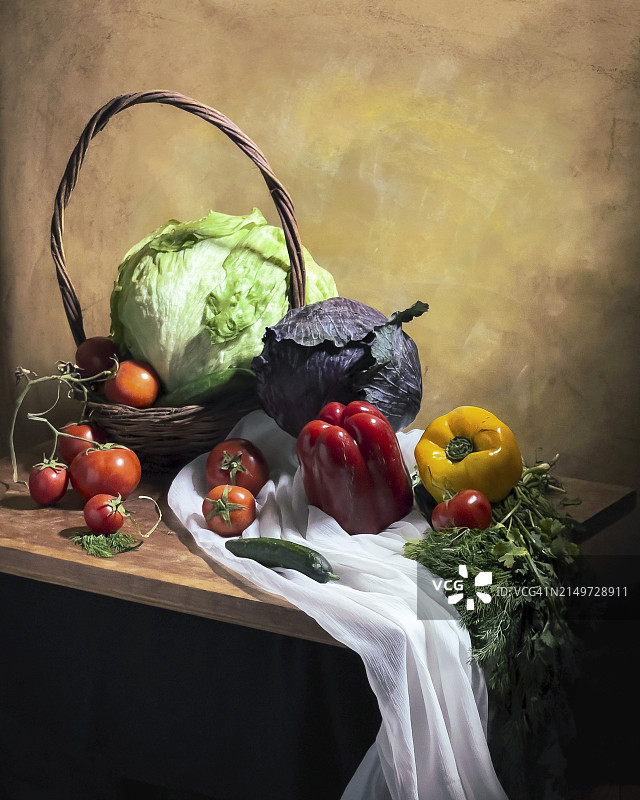 埃及桌上蔬菜俯视角图片素材