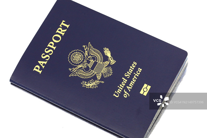 白色背景上的蓝色美利坚合众国护照图片素材